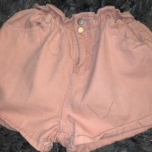 Pink paper bag shorts